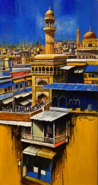 Anwer Sheikh, 12 x 24 Inch, Acrylic on Canvas, Cityscape Painting, AC-ANS-089